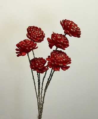 6 Snow Ball Stems Red/Gold Bunch 